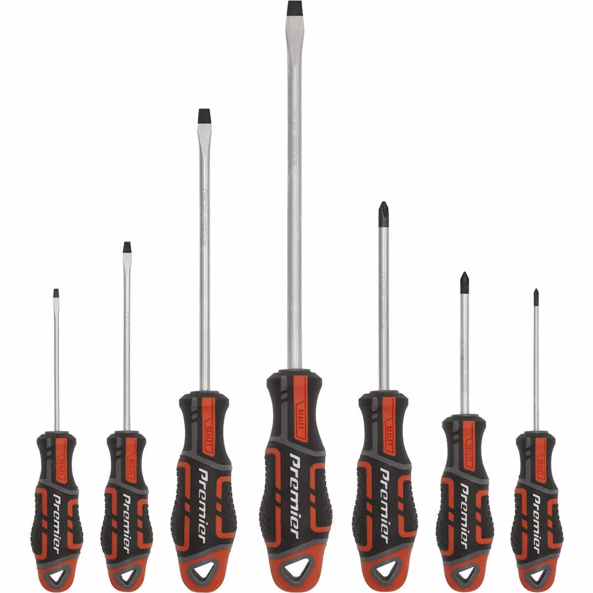 Loops 7 Pack Premium Soft Grip Screwdriver Set with Slotted and Phillips Bits in Red and Multicolour – 2