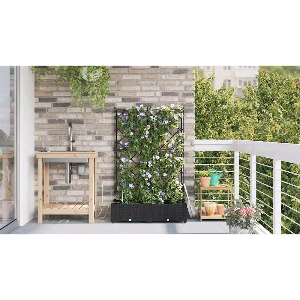 Berkfield Home Garden Planters with Water Irrigation System, 2 Pack, Black – 3