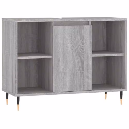 vidaXL Grey Sonoma Bathroom Cabinet with Hinged Doors and Internal Shelves, W/D/H: 80 x 33 x 60 cm