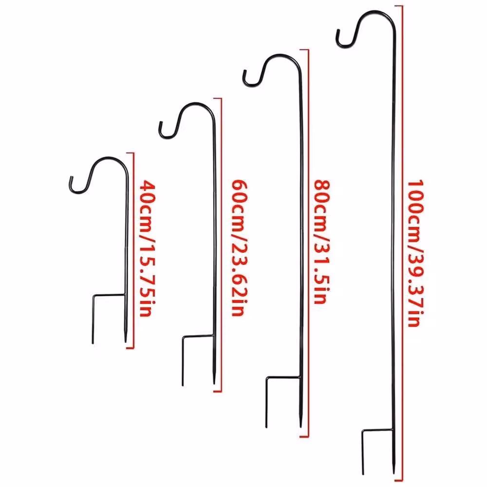 SPETLEK 4-Pack Metal Garden Shepherd Hook Stakes for Hanging Pots in Black