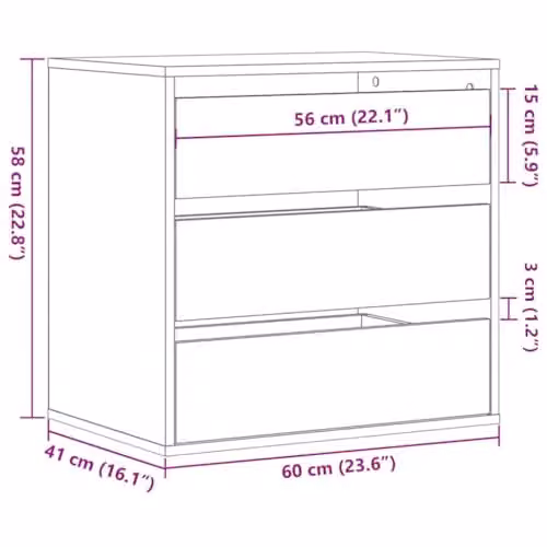 vidaXL Corner Chest of Drawers in Artisan Oak Brown, W: 60 cm, D: 41 cm, H: 58 cm – 3