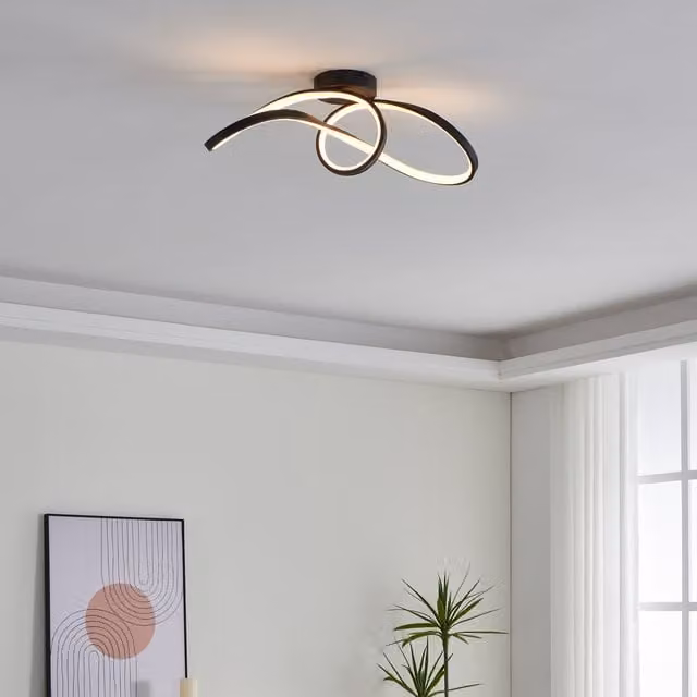 Eglo Calarossa-Z Smart Control LED RGBW Modern Ceiling Light, Black