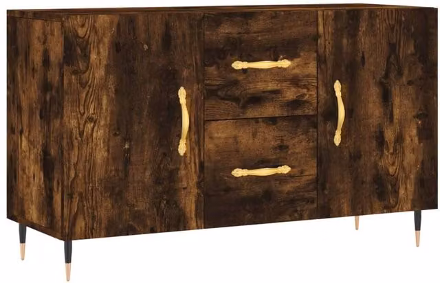 Berkfield Home Modern Smoked Oak Sideboard in Brown, W/D/H: 100 x 36 x 60 cm