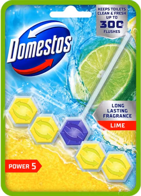 Domestos Power 5 Rim Block Lime Green Multicolour