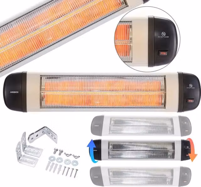 AREBOS Infrared Radiant Patio Heater in Silver
