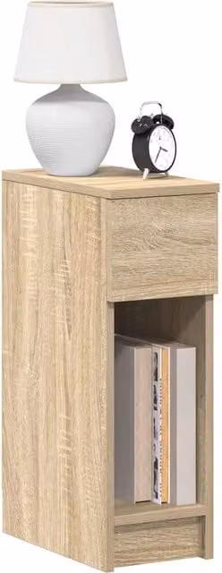 Berkfield Home Bedside Cabinet with Drawer in Sonoma Oak Brown, W/D/H: 20 x 36 x 60 cm