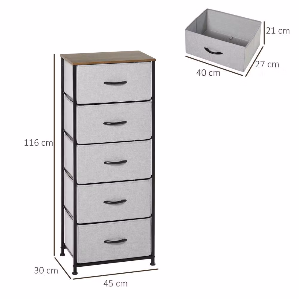STILVORA Modern Grey Chest of Drawers with Metal Frame – 2