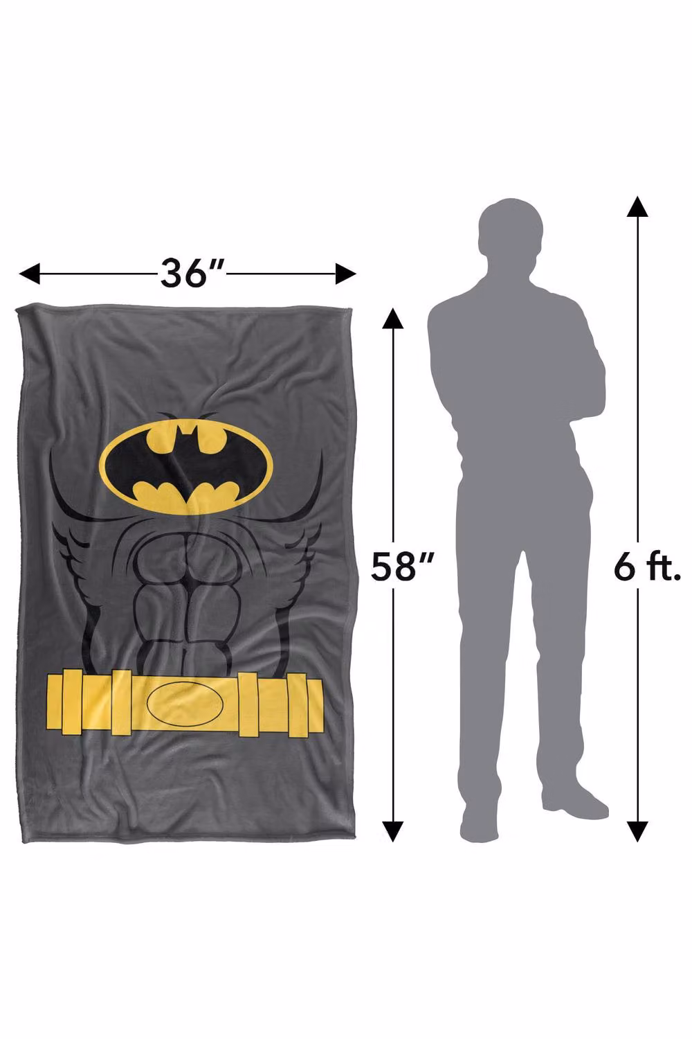 LOGOVISION Batman Costume Super Soft Silky Touch Fleece Throw Blanket, Multicolour, W: 152 cm, D: 127 cm – 8