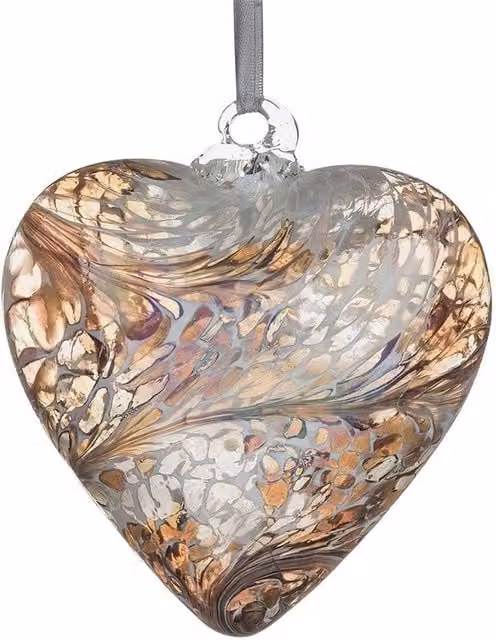 Sienna Glass You're Amazing Friendship Heart Hanging Ornament in Pastel Gold, 8 cm