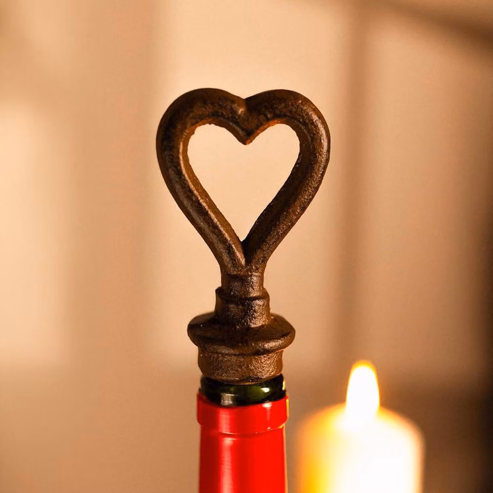 Marco Paul Cast Iron Heart Shaped Wine Bottle Stopper in Black – 3