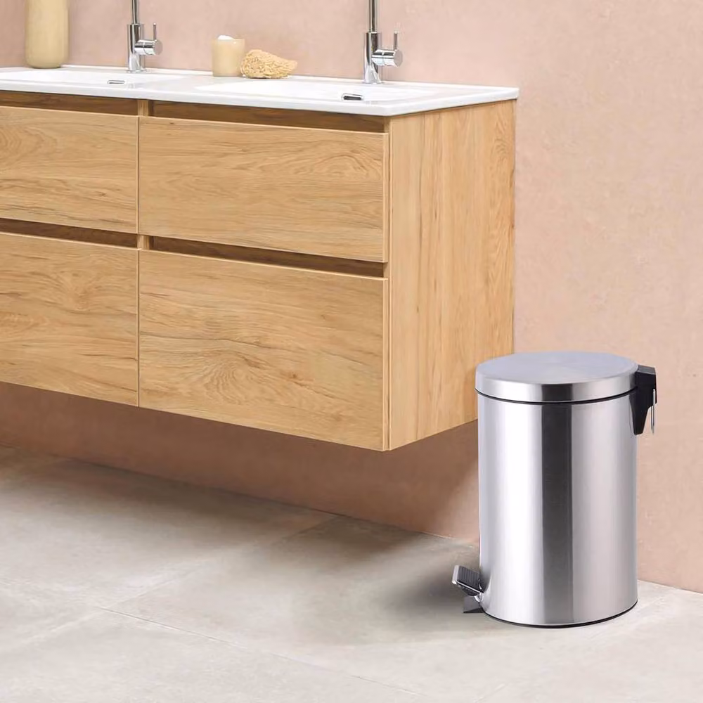 BARGAINS-GALORE 12 Litre Metal Pedal Bin with Removable Inner Bucket in Silver – 2
