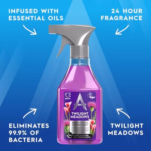 Astonish Disinfectant Spray, Virus and Germ Killing, Purple, 3 x 550ml – 4