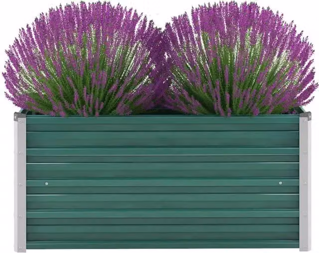 Berkfield Home Garden Galvanised Steel Raised Bed in Green, W/D/H: 100 x 40 x 45 cm