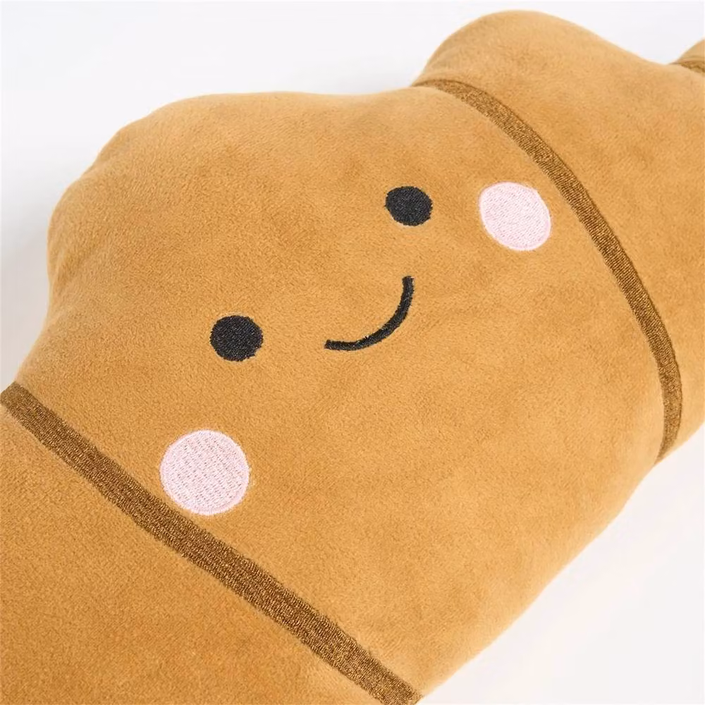 KORVIXA Brown Croissant Shaped Soft Fleece Decorative Novelty Cushion, W: 100 cm, L: 190 cm – 2