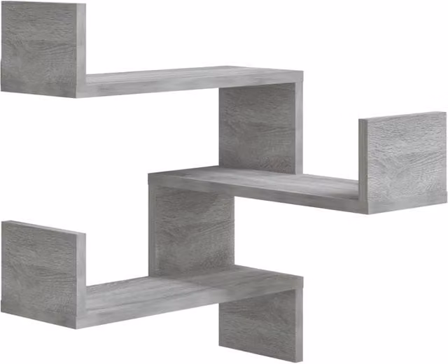 Berkfield Home Wall Mounted Corner Shelves, 2 Piece Set in Grey, W/D/H: 40 x 40 x 50 cm