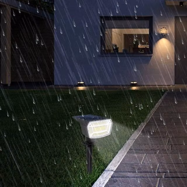EONLION 59 LED Solar Garden Spot Light in Black with Warm White Light and Dusk Sensor, Height: 100 cm