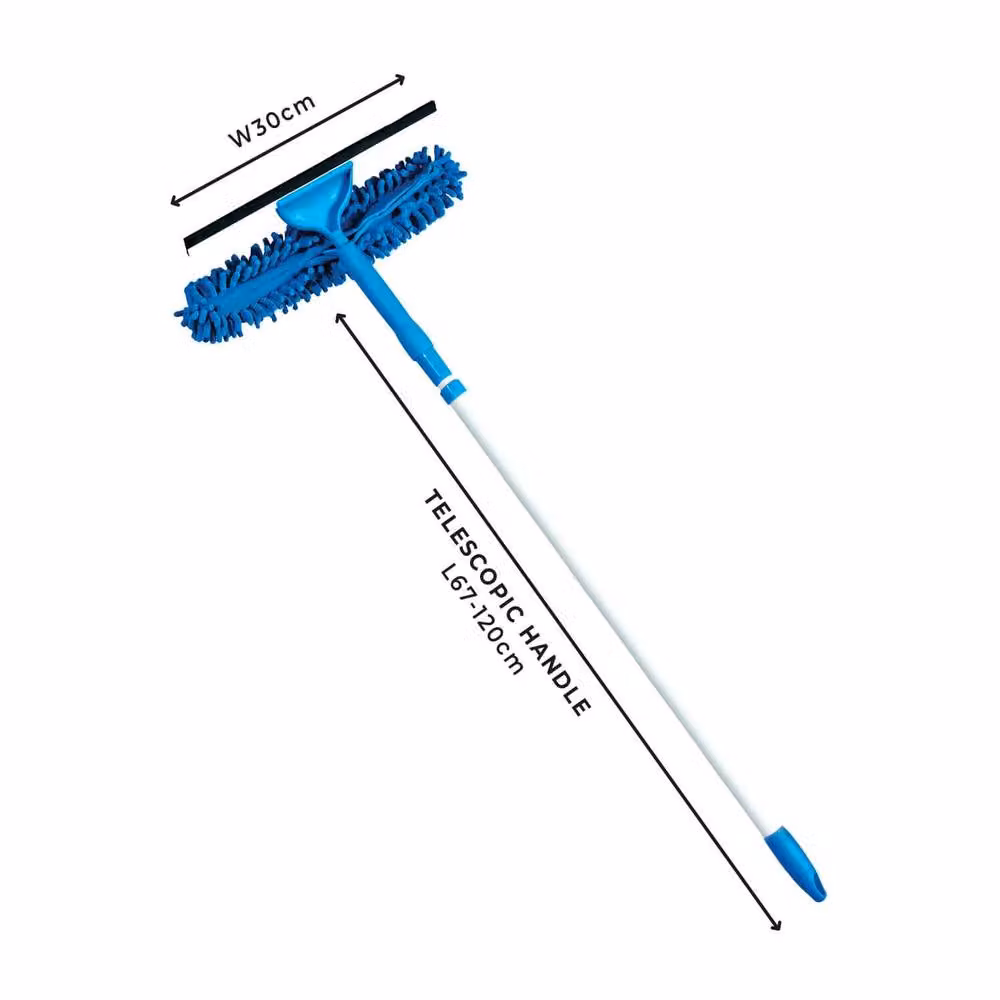 Klarstein 2-in-1 Window Cleaning Kit with Telescopic Handle and Squeegee in Blue and White – 5