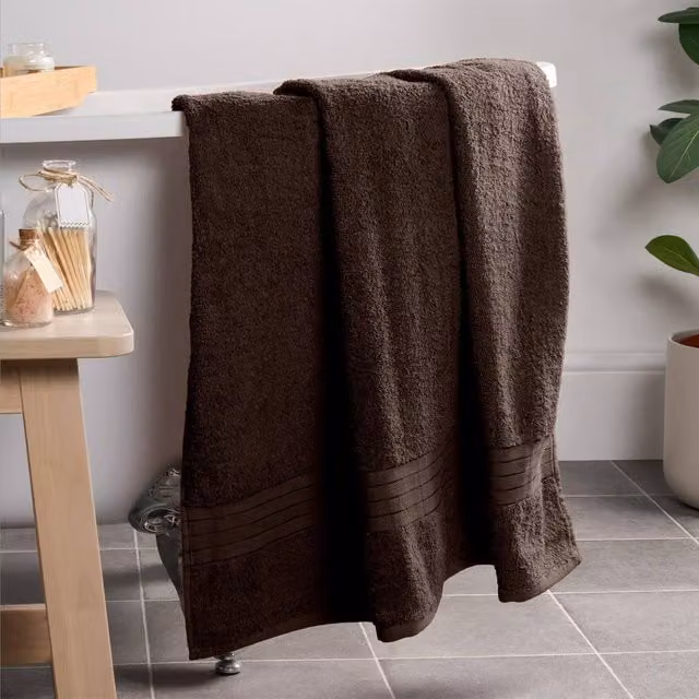 OHS Luxury Fluffy 100% Cotton Bath Sheet in Brown – 1