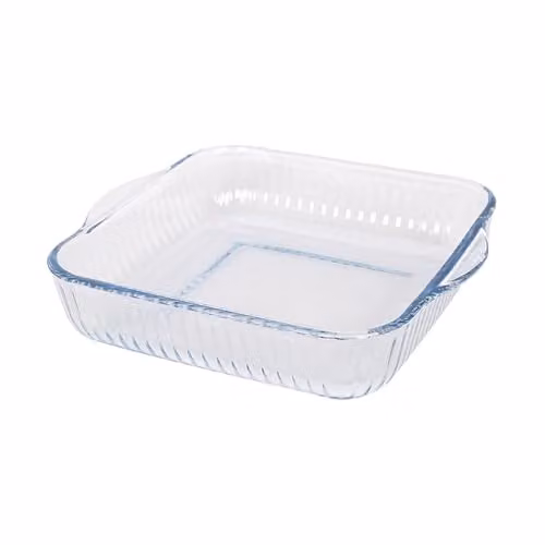 Argon Tableware Optical Square Glass Lasagne Dish, Transparent, W: 24 cm, D: 21 cm, H: 5.5 cm