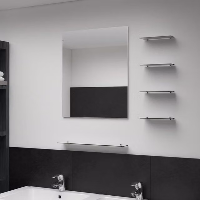 Berkfield Home Modern Rectangular Wall Mirror with 5 Shelves, Silver, W: 50 cm, H: 60 cm – 1