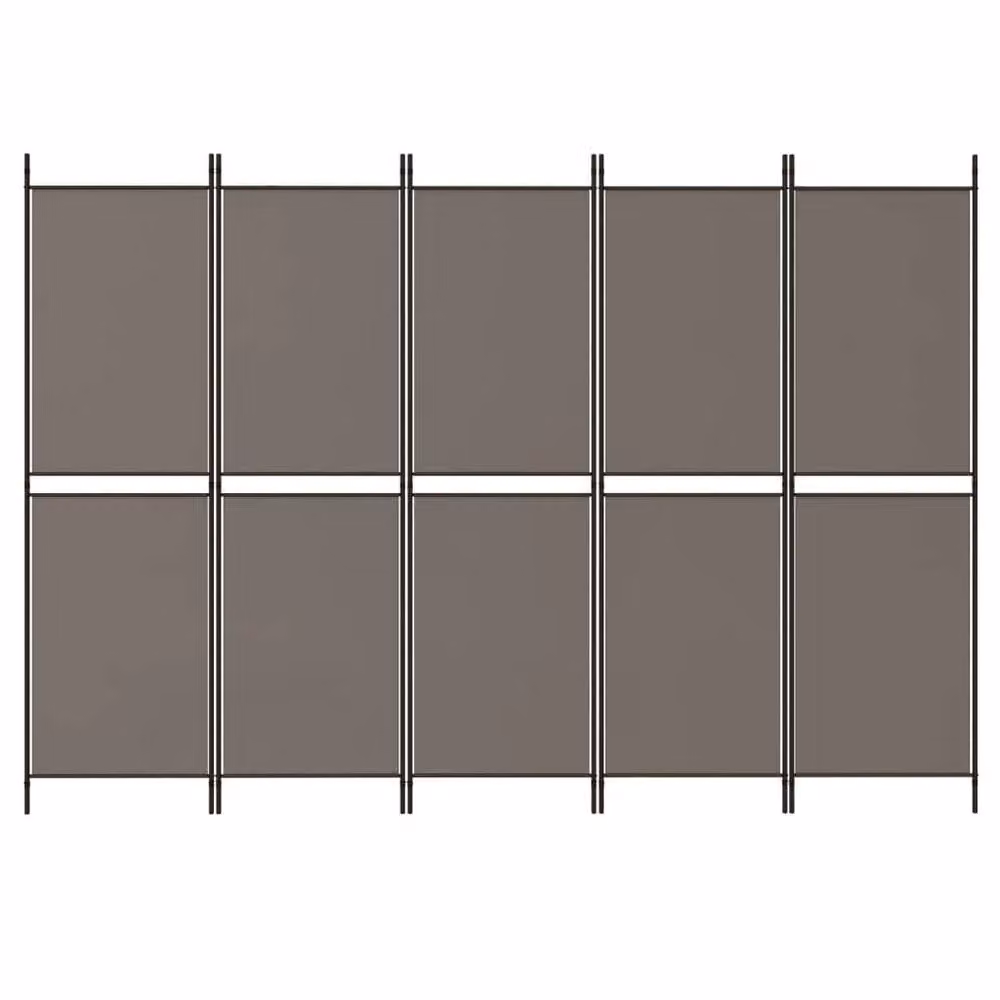 Berkfield Home 5-Panel Room Divider in Anthracite and Black Fabric, W: 250 cm, H: 200 cm – 2
