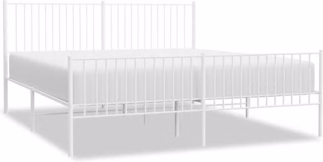 Berkfield Home Metal Bed Frame with Headboard and Footboard in White, 200 x 200 cm