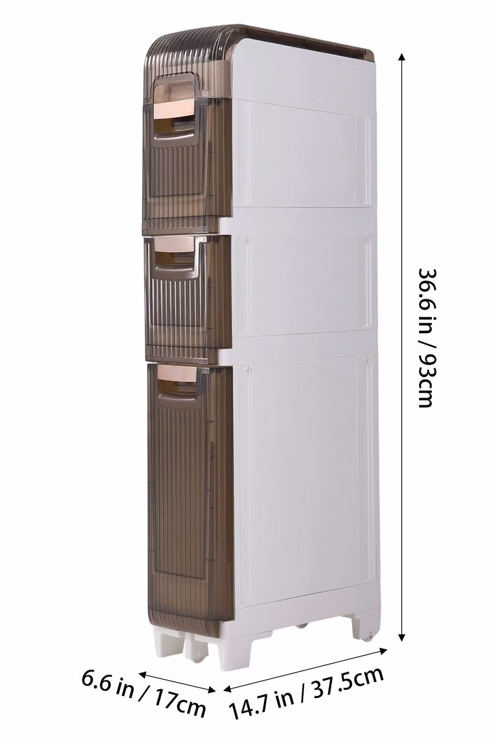 Living and Home 4-Tier Tall Narrow Plastic Storage Cabinet with Wheels in White – 3