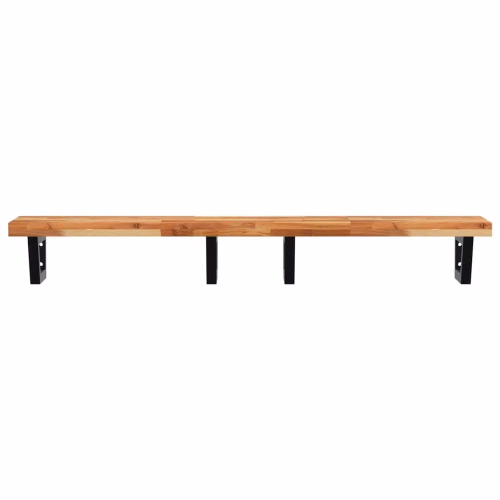 Berkfield Home Wall Mounted Basin Shelf in Brown Acacia Wood and Steel – 2