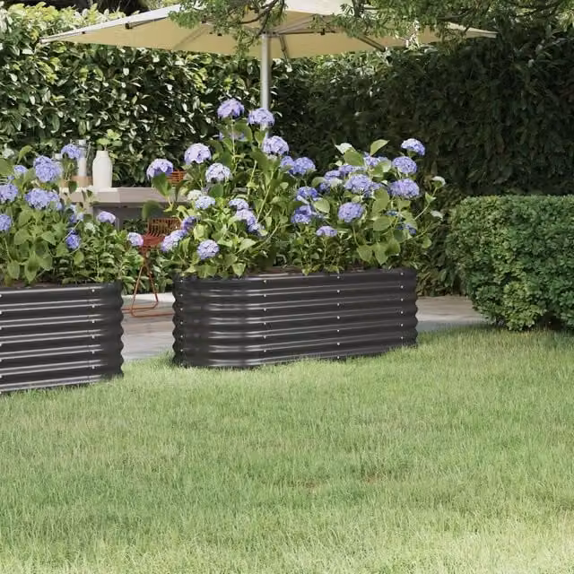 Berkfield Home Garden Powder-coated Steel Raised Bed in Anthracite Black, W/D/H: 114 x 40 x 36 cm – 1