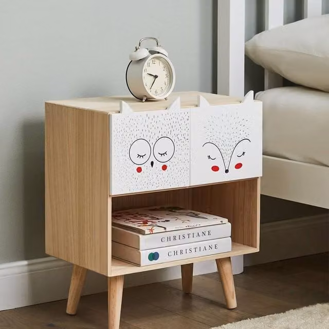 Wyld and Coco Light Brown 2-Drawer Animal Nightstand Children's Bedside Table – 1
