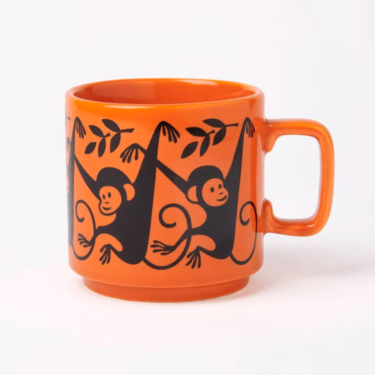 Magpie x Hornsea Monkey Ceramic Mug in Orange