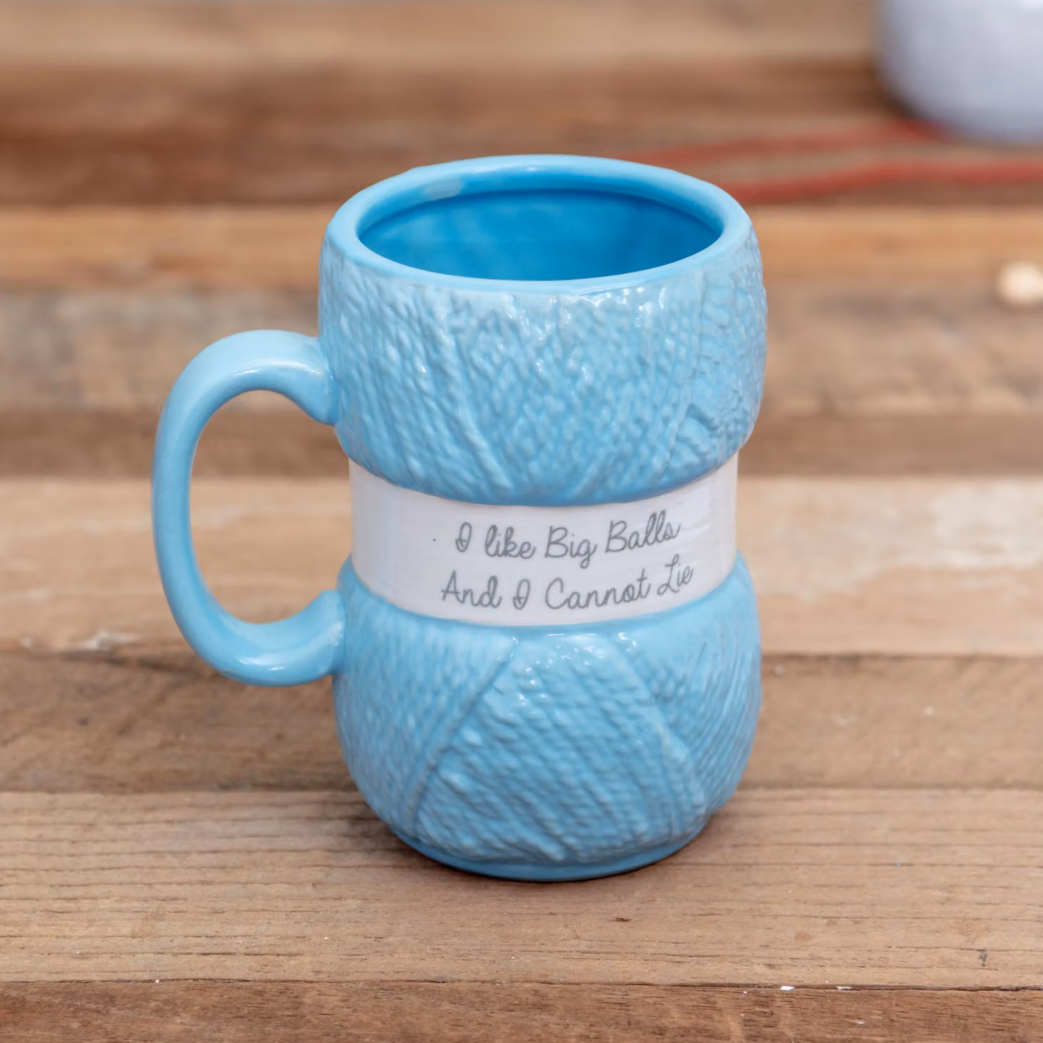 Boxer Gifts I Like Big Balls Knit Ceramic Mug in Blue and Multicolour – 2