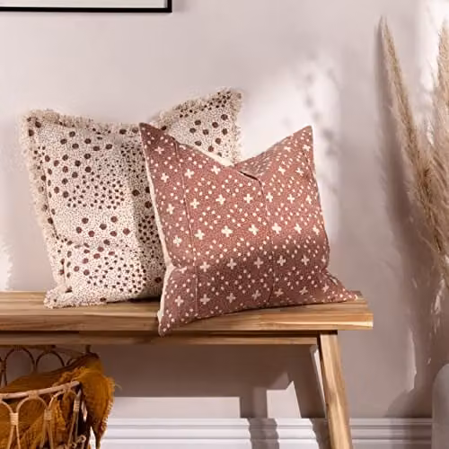 Riva Home Yard Hara Brown Dotted Square Cotton Cushion with Polyester Filling, 50 x 50 cm – 2