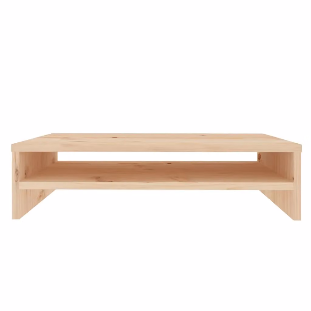 Berkfield Home Monitor Stand in Brown Solid Pine Wood, W/D/H: 50 x 24 x 13 cm – 2