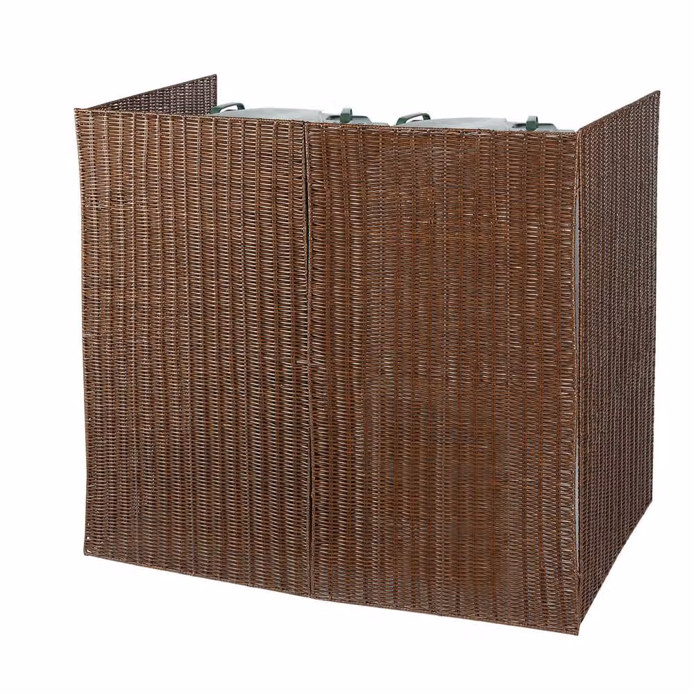 Gainsborough Double Faux Willow Wheelie Bin Screen with Steel Frame in Brown – 2