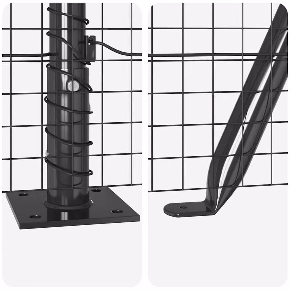 Berkfield Home Modern Grey Steel Welded Wire Fence with 13 Flanged Posts, W: 0.4 m x L: 100 m – 6