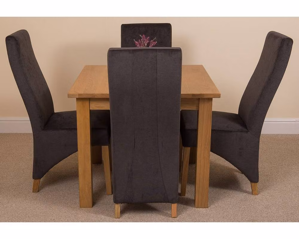 Thats Furniture Oslo Oak Square Dining Table and 4 Black Fabric Upholstered Chairs Set, W/D/H: 90 x 90 x 77 cm – 3