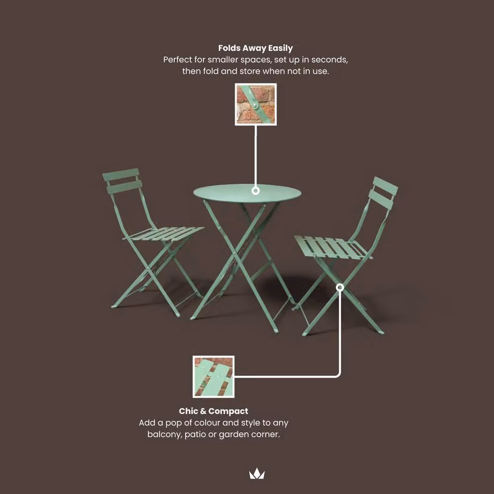 Royalcraft Padstow Folding Bistro Set in Green – 3