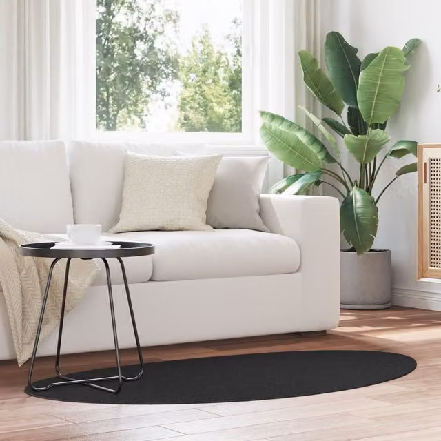 Berkfield Home HUARTE Oval Rug, Black, W: 80 cm x L: 150 cm