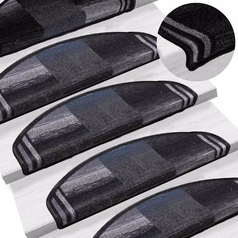 Berkfield Home Self-adhesive Stair Mats, 10 Pack, Black and Grey, W/D/H: 65 x 21 x 4 cm – 3