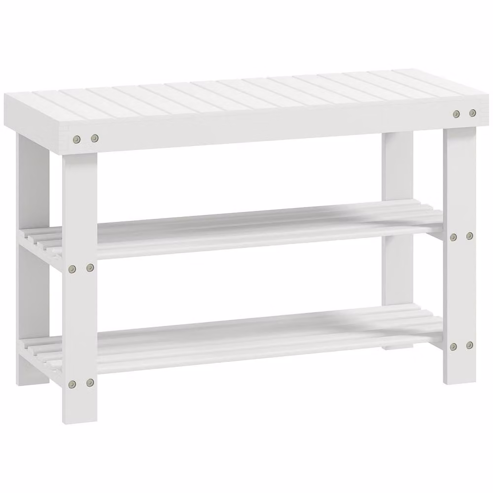 Wyld Haus Riyo White Bamboo 2 Tier Shoe Storage Bench – 2