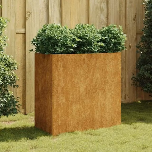 Berkfield Home Brown Corten Steel Planter Tub, W/D/H: 80 x 40 x 80 cm