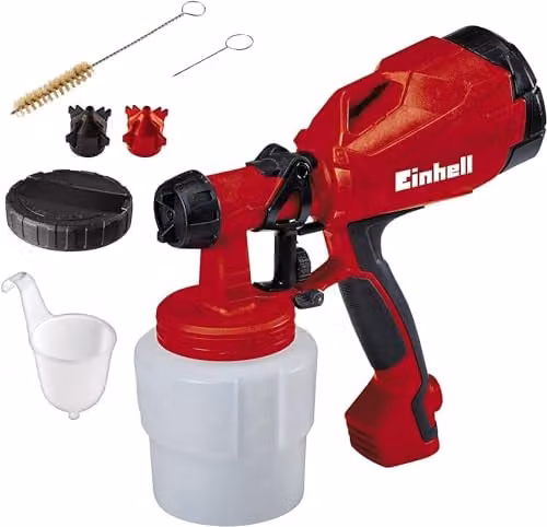 Einhell Electric Handheld Spray Gun System for Fences and Decking, 400W, Red and Black