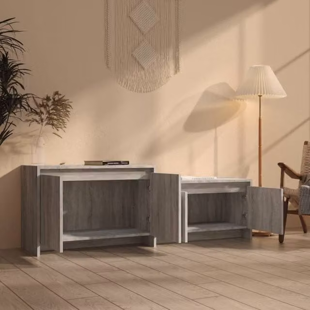 Berkfield Home TV Cabinet in Grey Sonoma, W/D/H: 146.5 x 35 x 50 cm – 1
