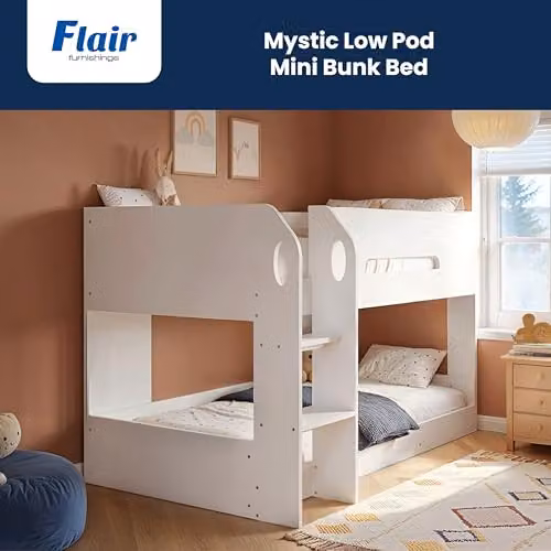 Flair Furnishings Double Low Bunk Bed for Children in White Engineered Wood – 3