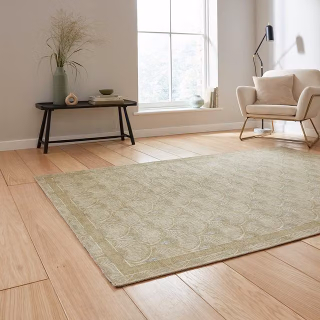 Catherine Lansfield Deco Peacock Washable Green Polyester Flat Weave Rectangular Rug