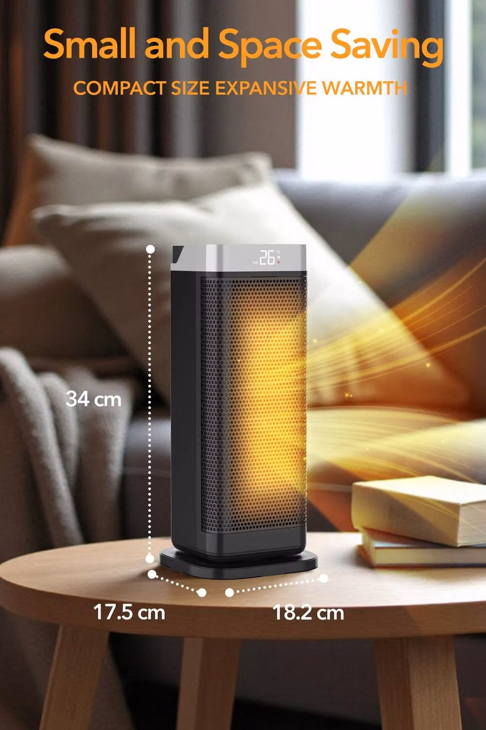 Air Pro Portable Electric Ceramic Space Heater with LED Display and Remote Control, Black – 6