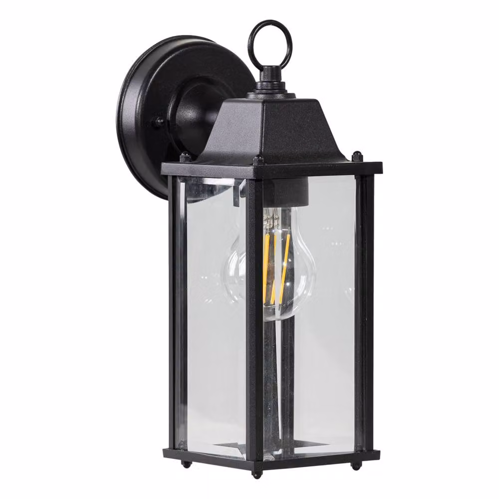 First Choice Lighting Chatham Set of 2 Black and Transparent Glass Outdoor Wall Lantern Lights – 2
