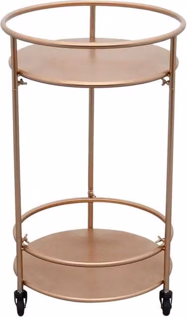 Monstershop Art Deco Rose Gold Lacquered Metal Drinks Trolley Bar Cart, W/D/H: 40 x 40 x 66 cm – 1
