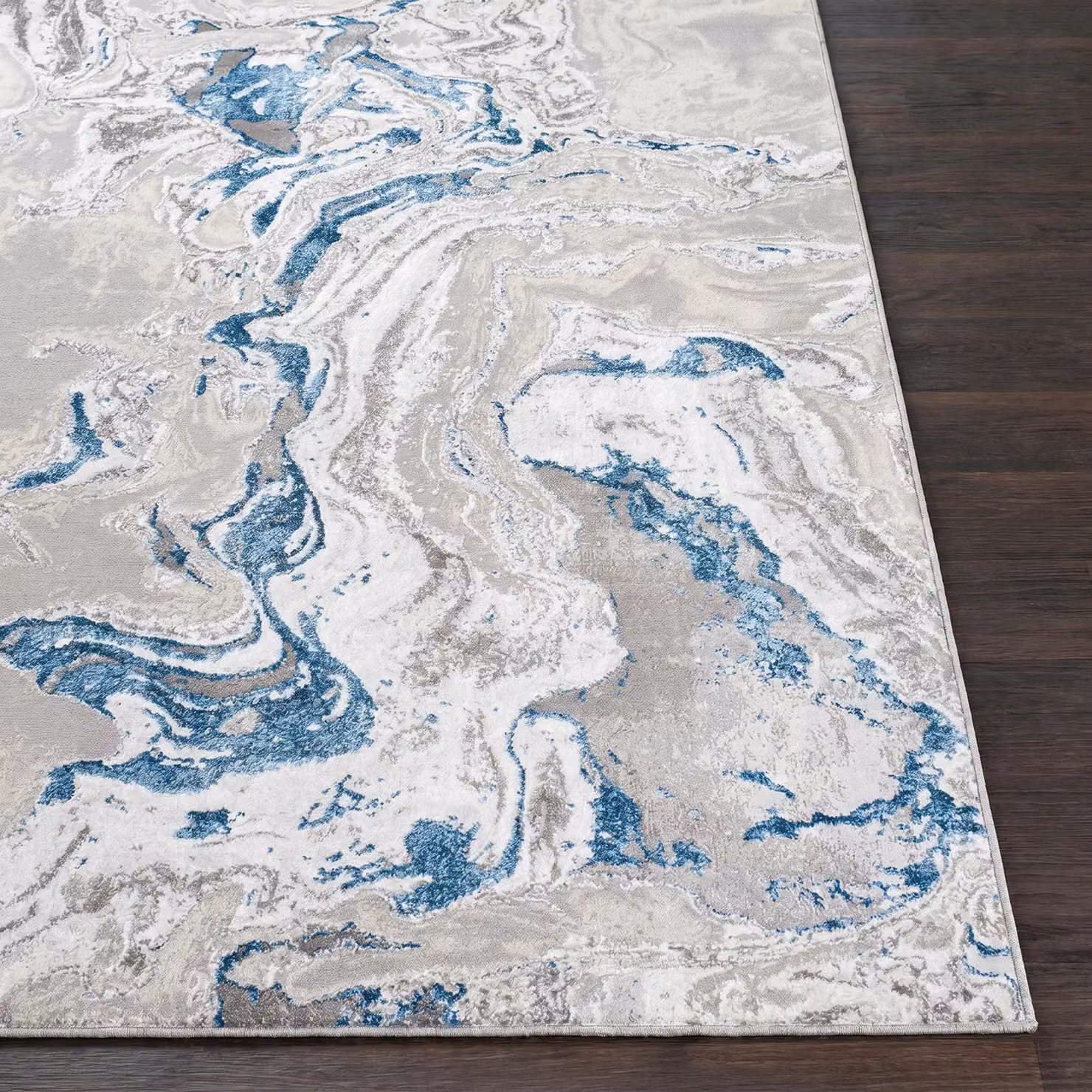 Livabliss Lustro Abstract Modern Marble Rug in Blue, Grey and Beige, W: 120 cm, L: 170 cm – 3